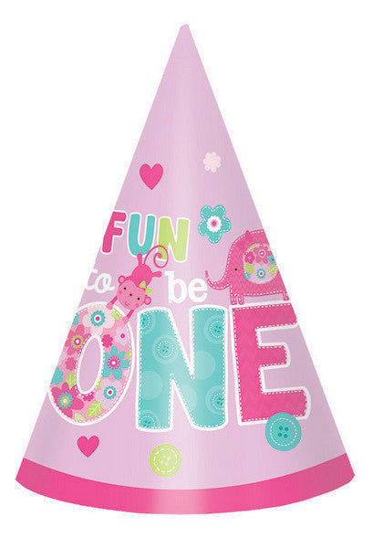 One Wild Girl Paper Cone Hat Pack of 8