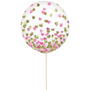 Latex Balloons 60cm & Confetti Hearts Pack of 2