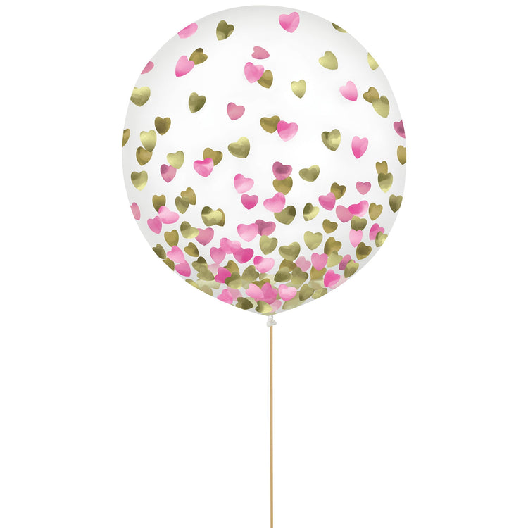Latex Balloons 60cm & Confetti Hearts Pack of 2