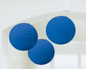 Round Paper Lanterns - Bright Royal Blue Pack of 3