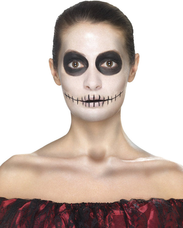 Day Of The Dead Face Tattoo Transfers Kit Black And Red