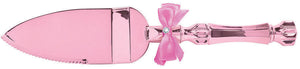 Pink Baby Shower Electroplated Bow Gem Plastic Cake Server