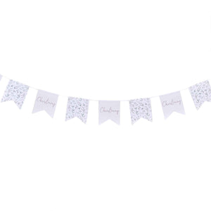 Christening White & Green Botanical Christening Bunting