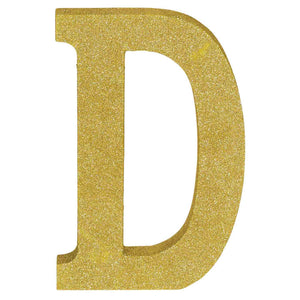 Letter D Gold Glittered Decoration MDF