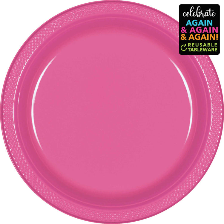 Premium Plastic Plates 23cm 20 Pack - Bright Pink Pack of 20