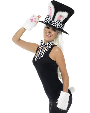 Tea Party March Hare Hat Gloves Tail and Bow Tie Kit