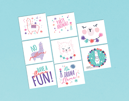 Llama Fun Tattoo Favors Pack of 8