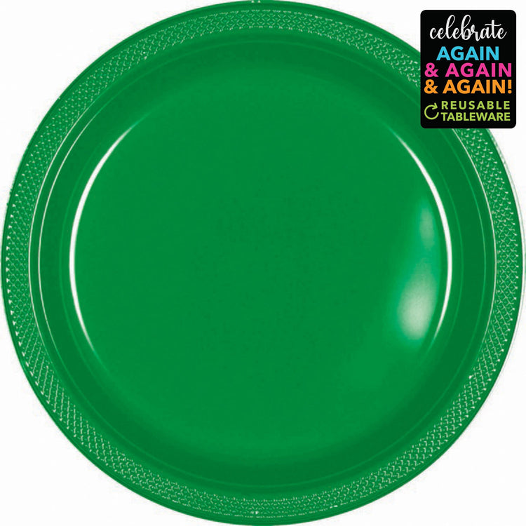 Premium Plastic Plates 23cm 20 Pack - Festive Green Pack of 20