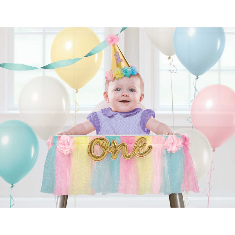 1st Birthday Girl Deluxe High Chair Decoration