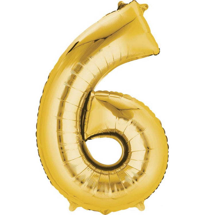 Gold 86cm Number 6 Supershape Foil Balloon