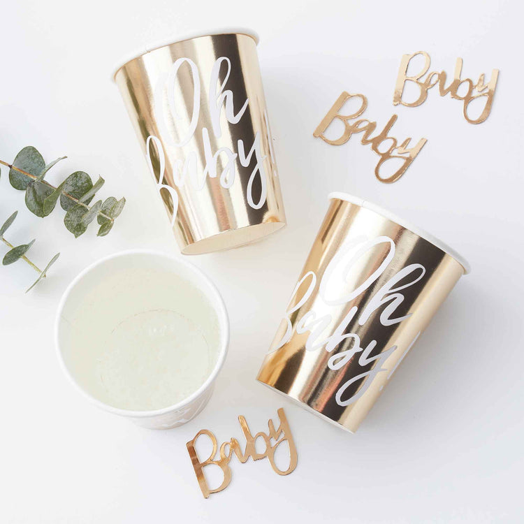 Oh Baby! Paper Cups Gold Pack of 8