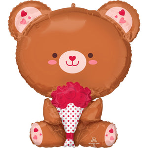 Multi-Balloon XL Teddy Garland & Flowers P47