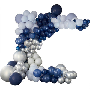 Balloon Arch Mixed Blue & Silver Chrome Pack of 203