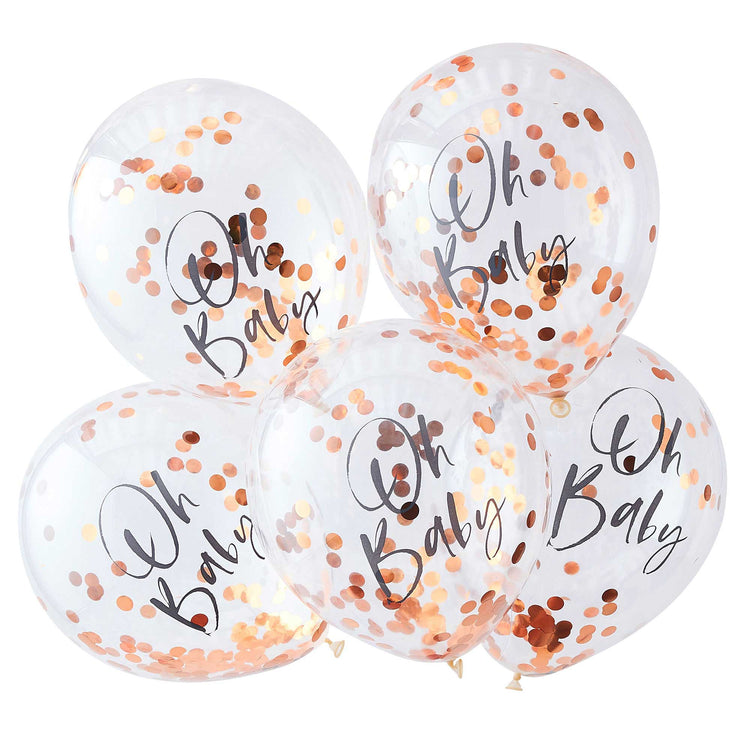 Twinkle Twinkle Confetti 30cm Balloons Oh Baby Rose Gold Pack of 5