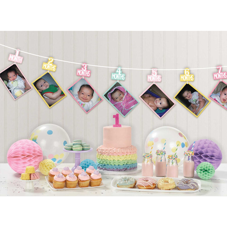 1st Birthday Girl Photo Ribbon Garland