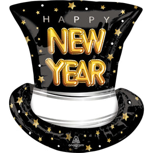 SuperShape XL Happy New Year Pop Clink Cheers Top Hat P35