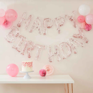 Mix It Up Clear Foil Letter Confetti Filled Happy Birthday Balloons 4m