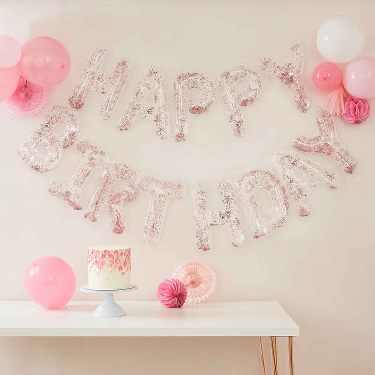 Mix It Up Clear Foil Letter Confetti Filled Happy Birthday Balloons 4m