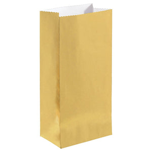 Mini Paper Treat Bags Gold Foil Pack of 12