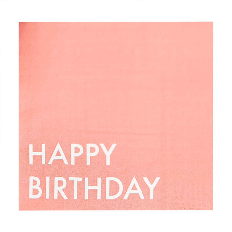 Mix It Up Napkins Happy Birthday Coral Pack of 16