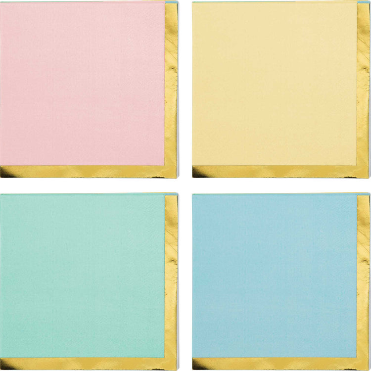 Pastel Celebrations Beverage Napkins Scalloped & Gold Foil Pack of 16
