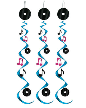 50s Rock n Roll Hanging Swirl Decorations Pack of 3