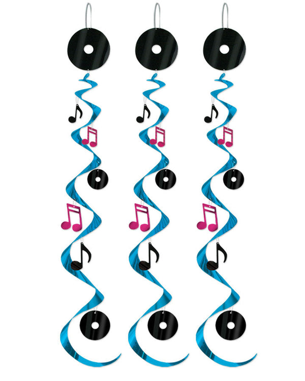 50s Rock n Roll Hanging Swirl Decorations Pack of 3