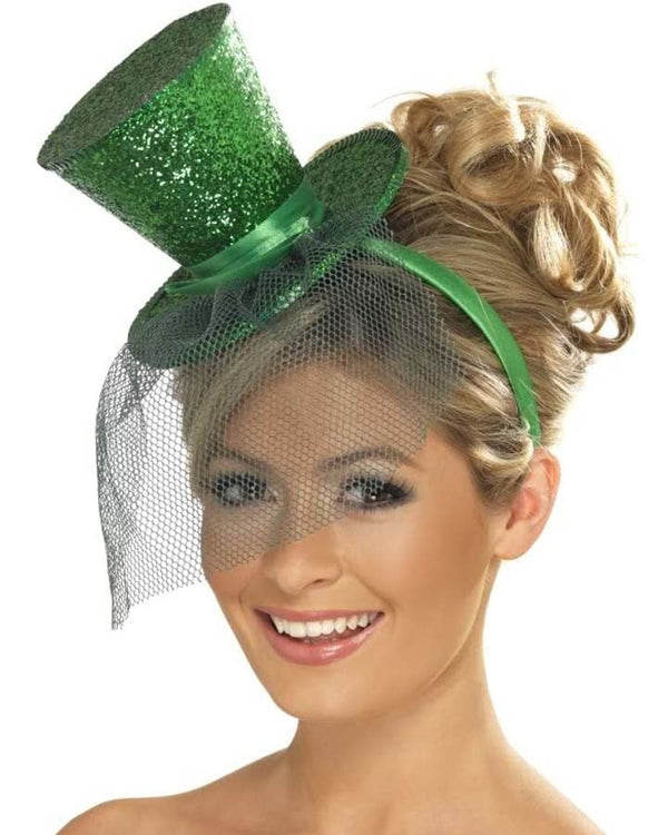 Fever Green Mini Top Hat on Headband