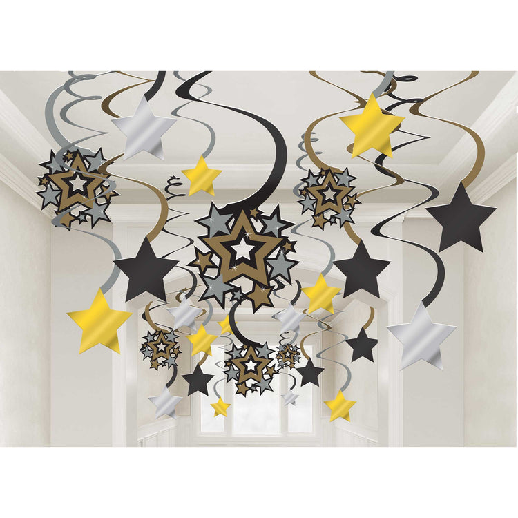 Hollywood Swirl Hanging Decorations Pack of 30