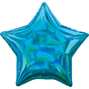 45cm Standard Holographic Iridescent Cyan Star S40