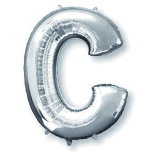 Silver 86cm Letter C Supershape Foil Balloon