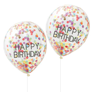 Over The Rainbow Confetti Balloon Happy Birthday Pack of 5