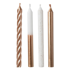 Candles Metallic Rose Gold Mix 8cm Pack of 12