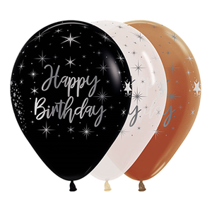 Sempertex 30cm METALink Happy Birthday Radiant Fashion Assorted Latex Balloons  25PK Pack of 25