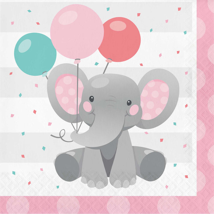 Enchanting Elephant Girl Lunch Napkins Pack of 16