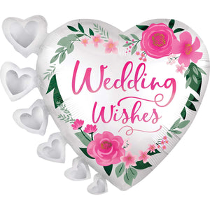 SuperShape XL Satin Wedding Wishes Flowers & Hearts P35