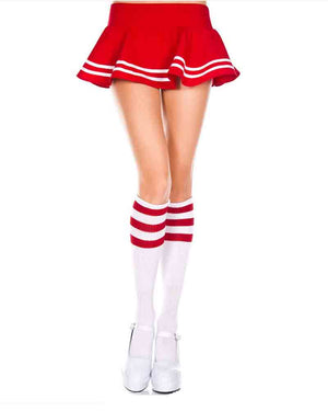 Acrylic Knee High Striped Red Socks