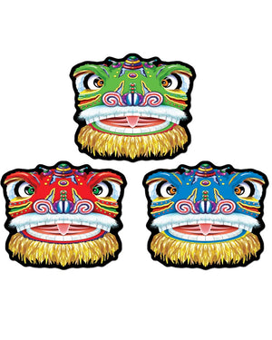Asian Dragon Face Cutouts Pack of 3