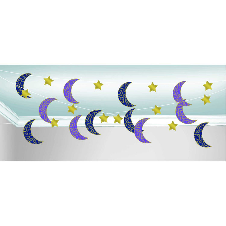 Moon & Stars Celebration Moons & Stars Hanging String Decorations Pack of 6