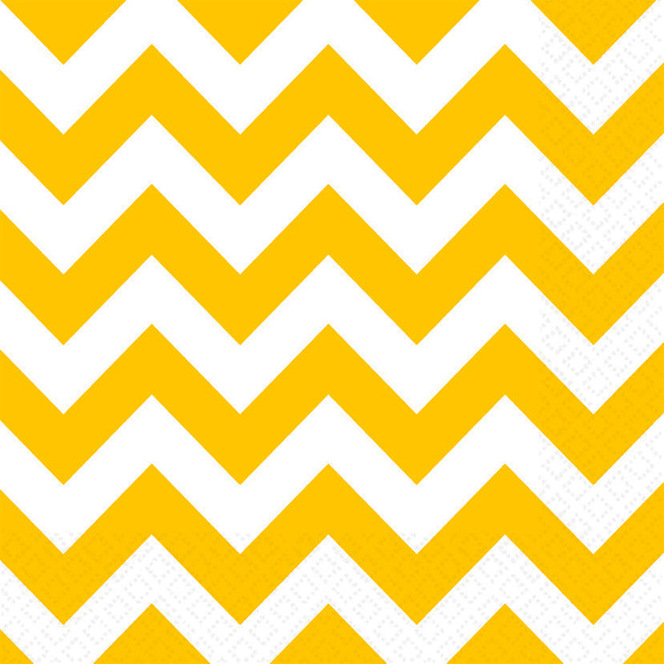 Sunshine Yellow Chevron Lunch Napkins Pack of 16