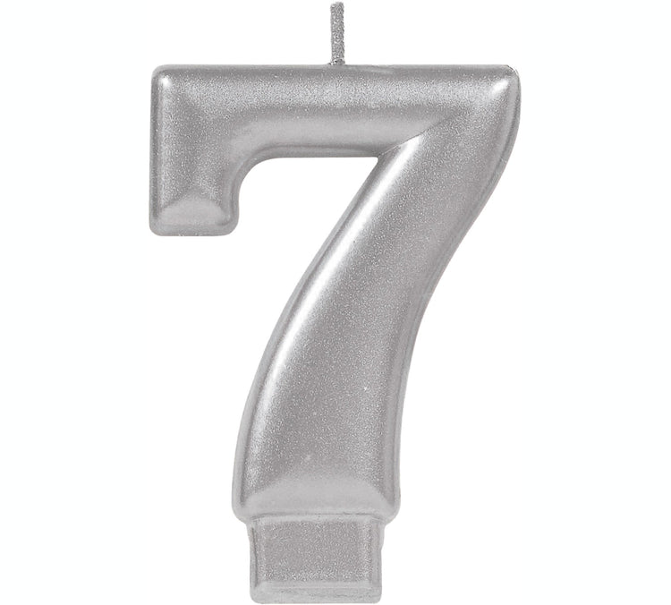 Candle Numeral Moulded Metallic Silver #7