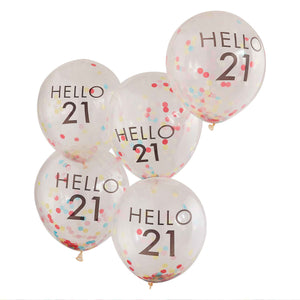 Mix It Up Hello 21 30cm Balloons Brights Pack of 5