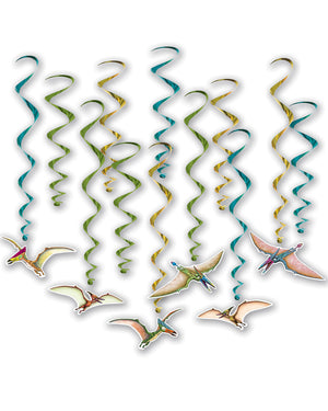 Dinosaur Hanging Swirl Decorations Pack of 6
