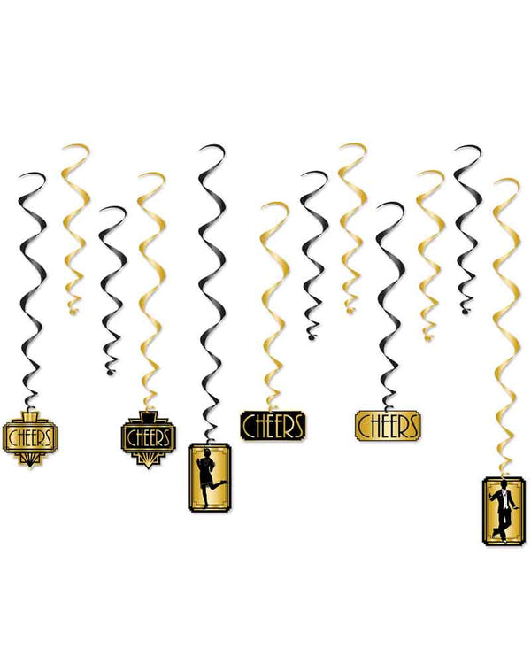 Great 20s Hanging Swirl Decorations Pack of 12