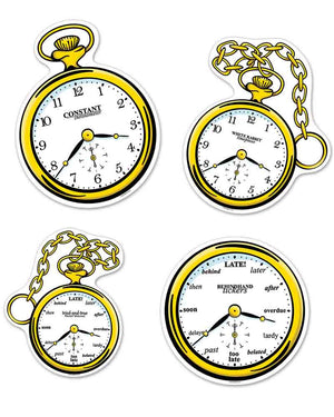 Alice in Wonderland Clock Cutouts Pack of 4