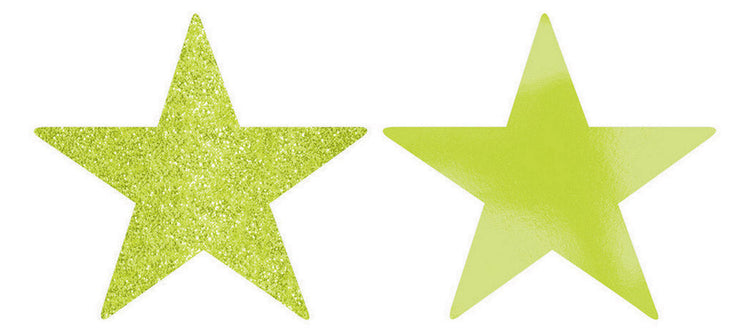 Solid Star Cutouts Foil & Glitter -  Kiwi Pack of 5