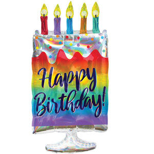 SuperShape Holographic Iridescent Cake Happy Birthday P40