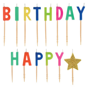 Happy Dots Happy Birthday Pick Candles with Plastic Picks Pack of 5