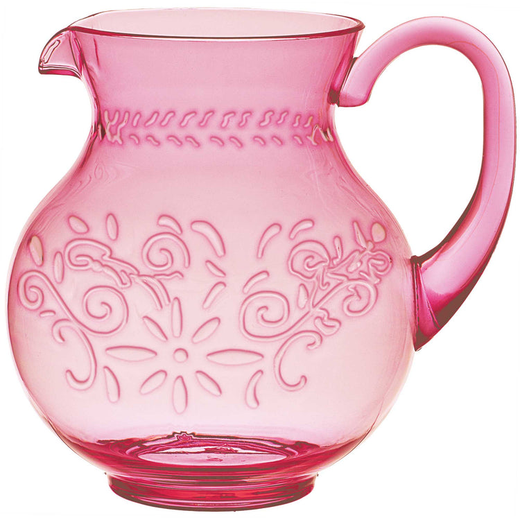 Boho Vibes Pink Floral Pitcher Jug Debossed Finish