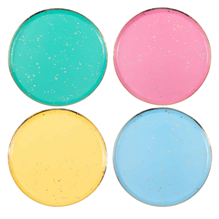 Mix It Up Plates Happy Birthday Colour Block 24cm Speckled Foiled Pack of 8